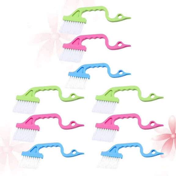 HOMOBABE 9Pcs Rosy Color Corner Cleaning Brush for Bathrooms