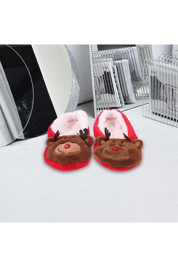 Women's Christmas Slippers Red Sequin Plush Comfortable Breathable House Shoes Cozy Indoor Footwear 1 Pair
