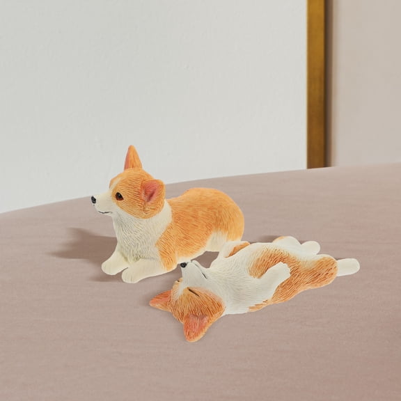 Homoyoyo Corgi Figurine Mini Orange Resin 2Pcs