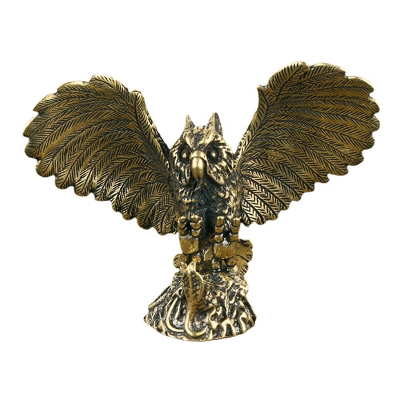 HOMOBABE Delicate Owl Adornment Brass Home Decor Unique Statue 1Pack 2.8X2.1X1.4in