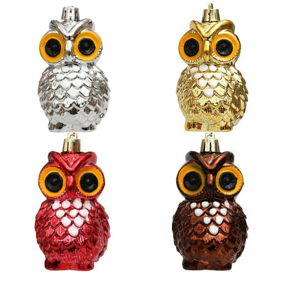 NUOLUX 4pcs Christmas Themed Owl Shape Hanging Ornament Christmas Hanging Pendants