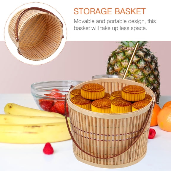 HOMOBABE Kitchen Basket 1Pack Woven Coffee 20X20X12CM Bamboo Portable Egg Holder