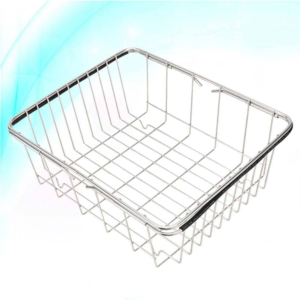 HOMOBABE Sink Drain Basket 1Set Stainless Steel Dish Drying Rack Silver Flat Net
