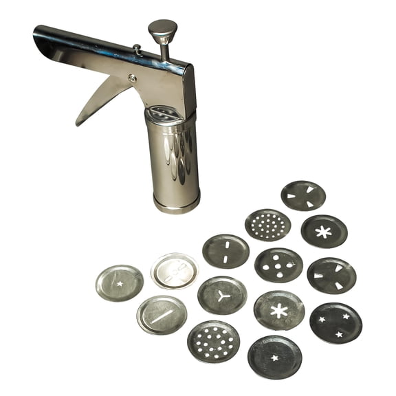 HOMORA Stainless Steel Sev Maker Press  Multipurpose Kitchen Tool for Noodles, Murukku, Chakli, Gathiya & Namkeen Snacks  Manual Sancha Sevaiya Maker with Multiple Discs  Silver Finish