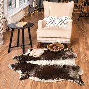 HOMORE Cowhide Rug, Cute Cow Print Rug for Living Room Faux Cow Hide Animal Print Carpet for Bedroom Office Table,2.3'x3.6',Brown