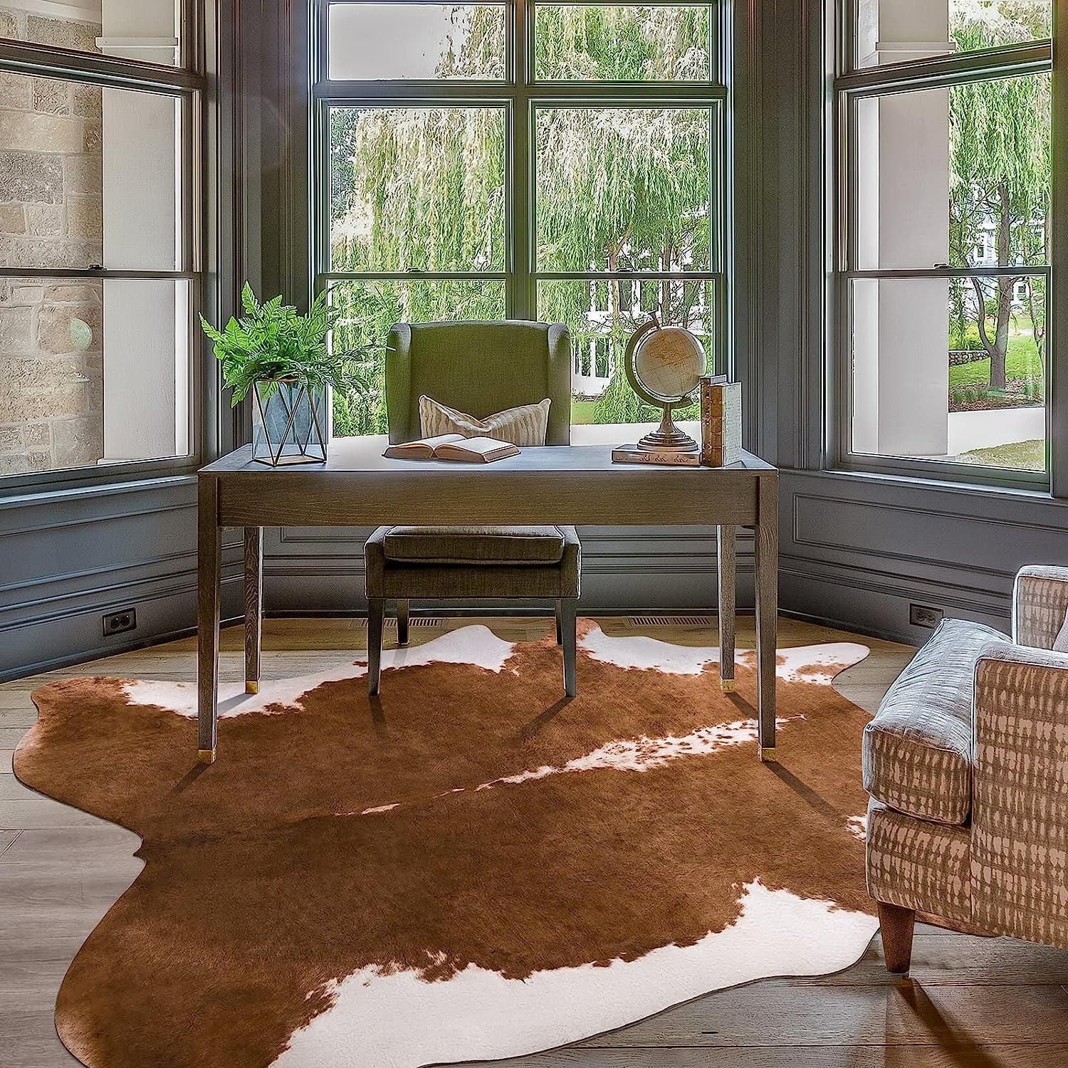 HOMORE Cowhide Rug, Cute Cow Print Rug for Living Room Faux Cow Hide ...