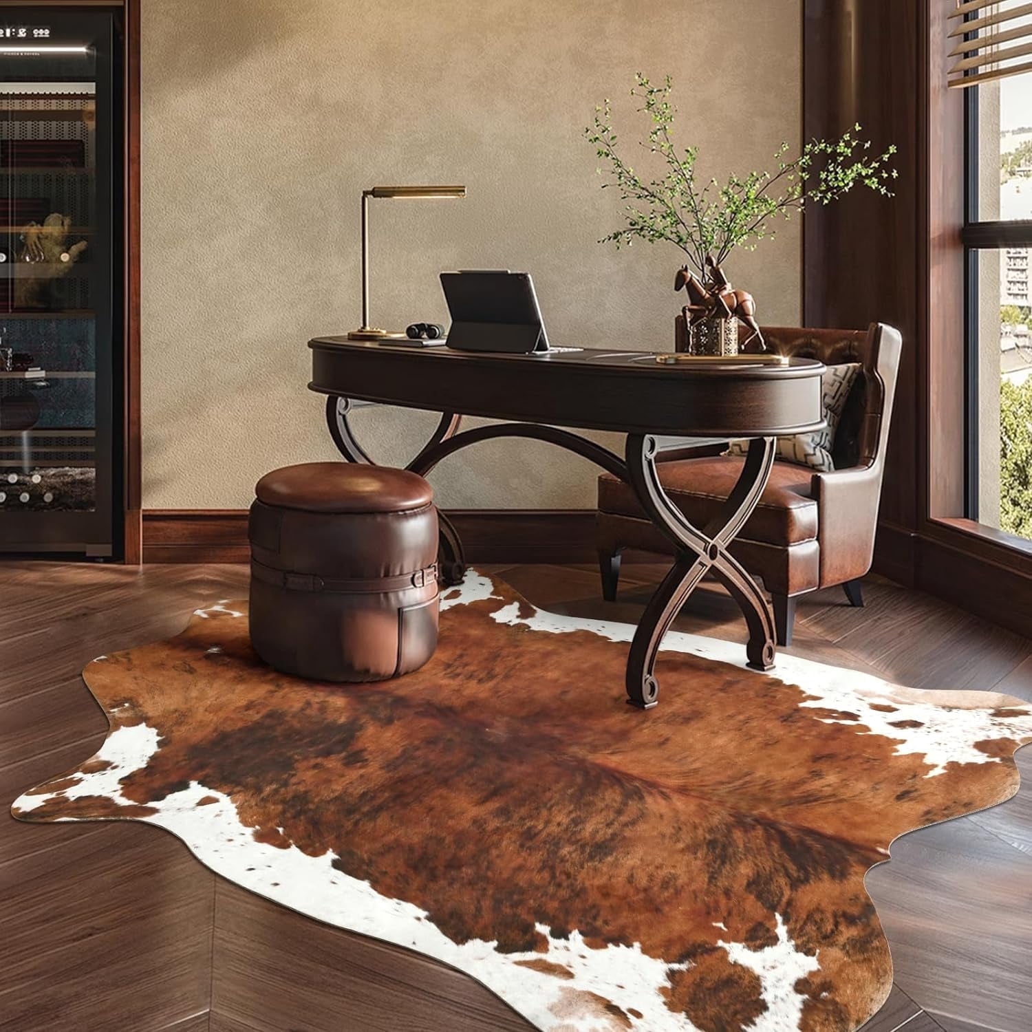 HOMORE Cowhide Rug, Cute Cow Print Rug for Living Room Faux Cow Hide