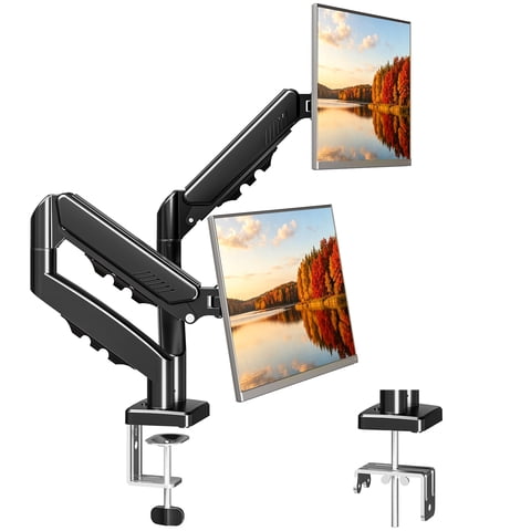 HOMOUNT Dual Monitor Mount Stand for 13-32 inch, Gas Spring Monitor Arm for 2 Monitor, Dual Monitor Desk Mount with Tilt, Swivel, Rotation,Each Arm Holds Max 19.8 lbs