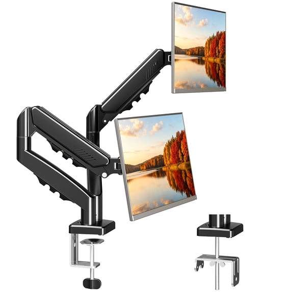 HOMOUNT Dual Monitor Mount Stand for 13-32 inch, Gas Spring Monitor Arm for 2 Monitor, Dual Monitor Desk Mount with Tilt, Swivel, Rotation,Each Arm Holds Max 19.8 lbs