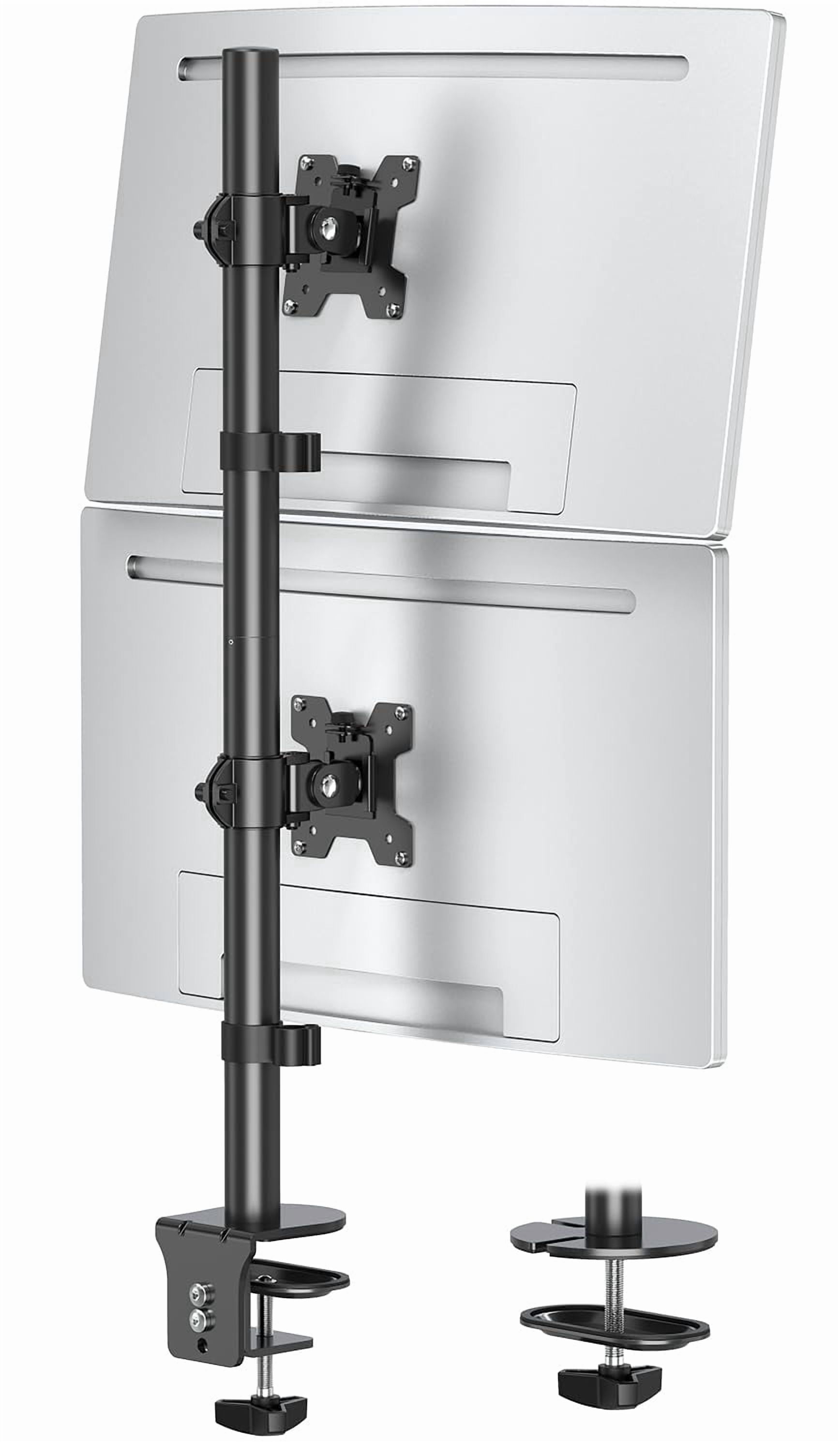 HOMOUNT Dual Monitor Stand, Vertical Monitor Desk Mount for 2 Max 32 inch Stack Screen Monitors, Height Adjustable, Swivel, Tilt, up to 17.6lbs