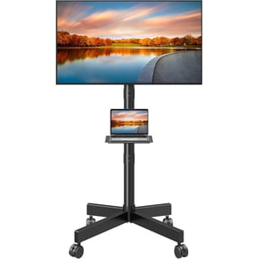 HOMOUNT Mobile TV Stand,Rolling TV Cart for 24-60" TVs, Portable TV Floor Stand with Wheels,Adjustable Shelf & Tilt,Max VESA 400x400mm,up to 77 lbs
