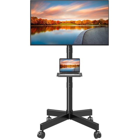 HOMOUNT Mobile TV Stand,Rolling TV Cart for 24-60" TVs, Portable TV Floor Stand with Wheels,Adjustable Shelf & Tilt,Max VESA 400x400mm,up to 77 lbs