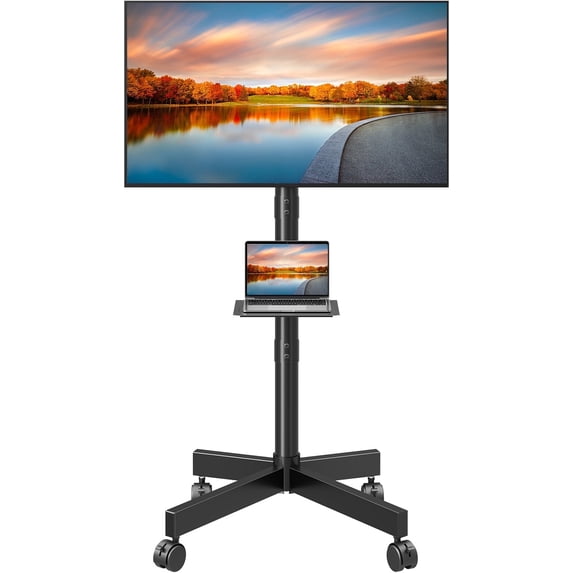 HOMOUNT Mobile TV Stand,Rolling TV Cart for 24-60" TVs, Portable TV Floor Stand with Wheels,Adjustable Shelf & Tilt,Max VESA 400x400mm,up to 77 lbs