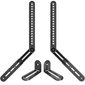 HOMOUNT Soundbar Mount, Sound Bar TV Bracket, for Mounting Above or Under TV, Fits Most Sound Bars Up to 15 Lbs, Tool-Free Knob Adjustable, with Extension Arms and L-Brackets