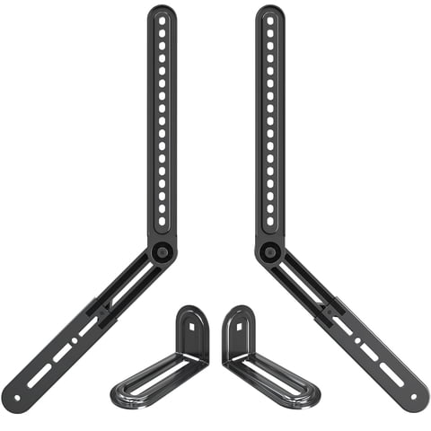 HOMOUNT Soundbar Mount, Sound Bar TV Bracket, for Mounting Above or Under TV, Fits Most Sound Bars Up to 15 Lbs, Tool-Free Knob Adjustable, with Extension Arms and L-Brackets