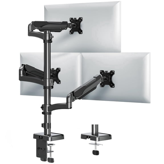 HOMOUNT Triple Monitor Mount Fits Max 32 Inch Screen, Holds 4.4-17.6lbs, 3 Monitors Desk Mount, Triple Monitor Stand for Desk, 75x75/100x100