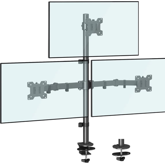 HOMOUNT Triple Monitor Stand, for 13-32 Inch Screens, Height Adjustable Monitor Desk Mount, Stacked Monitors Arm for 3 Monitors, up to 17.6lbs
