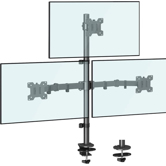 HOMOUNT Triple Monitor Stand, for 13-32 Inch Screens, Height Adjustable Monitor Desk Mount, Stacked Monitors Arm for 3 Monitors, up to 17.6lbs