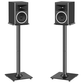 HOMOUNT Floor Speaker Stands, 31" Height Satellite & Bookshelf Speaker Stands, Floorstanding Shelf Speaker Stand, 1 Pair, Each Hold Up to 22lbs, with Glass Base