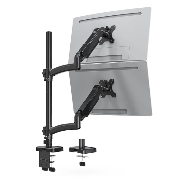HOMOUNT Vertical Dual Monitor Mount Holds 4.4-17.6lbs, up to 32 Inch Stacked Monitor Mount with Gas Spring Arm, Dual Monitor Stand for Desk