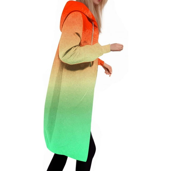 HOMOY Longline Hoodie for Women Zip Up Jacket Coat Long Sleeve Hooded Long Jackets Casual Fall Winter Warm Loose Fit Hoodie Blanket Plain Oversized Hooded Sweatshirt Hot Pink XXL