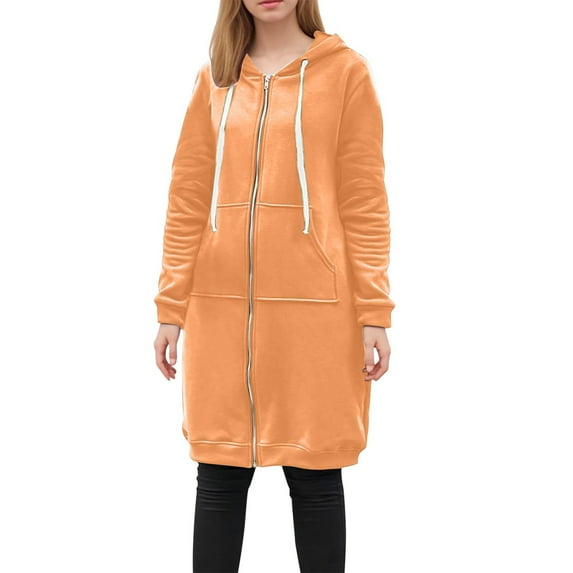 HOMOY Longline Hoodie for Women Zip Up Jacket Coat Long Sleeve Hooded Long Jackets Casual Fall Winter Warm Loose Fit Hoodie Blanket Plain Oversized Hooded Sweatshirt Beige S