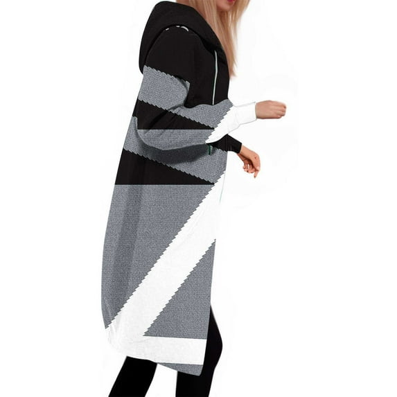 HOMOY Longline Hoodie for Women Zip Up Jacket Coat Long Sleeve Hooded Long Jackets Casual Fall Winter Warm Loose Fit Hoodie Blanket Plain Oversized Hooded Sweatshirt Black S