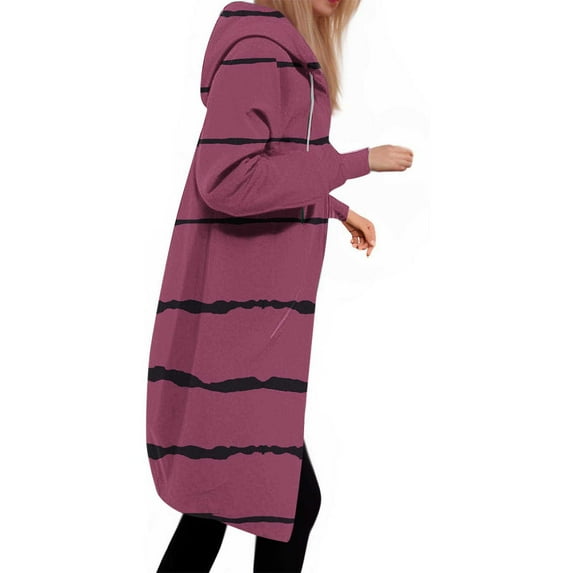 HOMOY Longline Hoodie for Women Zip Up Jacket Coat Long Sleeve Hooded Long Jackets Casual Fall Winter Warm Loose Fit Hoodie Blanket Plain Oversized Hooded Sweatshirt Pink XL