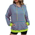 thumbnail image 1 of HOMOY Oversized Hoodie Women Striped Long Sleeve Sweatshirts Casual Pullover Tops with Kangaroo Pockets and Drawstring Fashion Sweatshirt Loose Lightweight Hoodies Pink M, 1 of 6