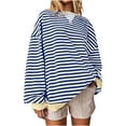 thumbnail image 1 of HOMOY Oversized Sweatshirt Women Classic Crew Neck Long Sleeve Pullover Tops Striped Color Block T-Shirt Casual Loose Y2K Shirt Top Fall 2024 Clothes Loose Fit Tunic Tops Blue XXL, 1 of 6