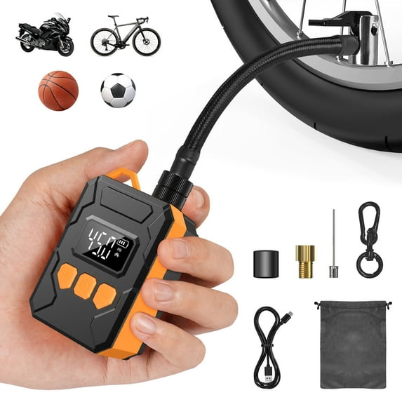 HOMPOW Bike Pump, 150PSI Portable Bicycle Air Pump with Guage, Mini Cordless Electric Tire Inflator for Bike