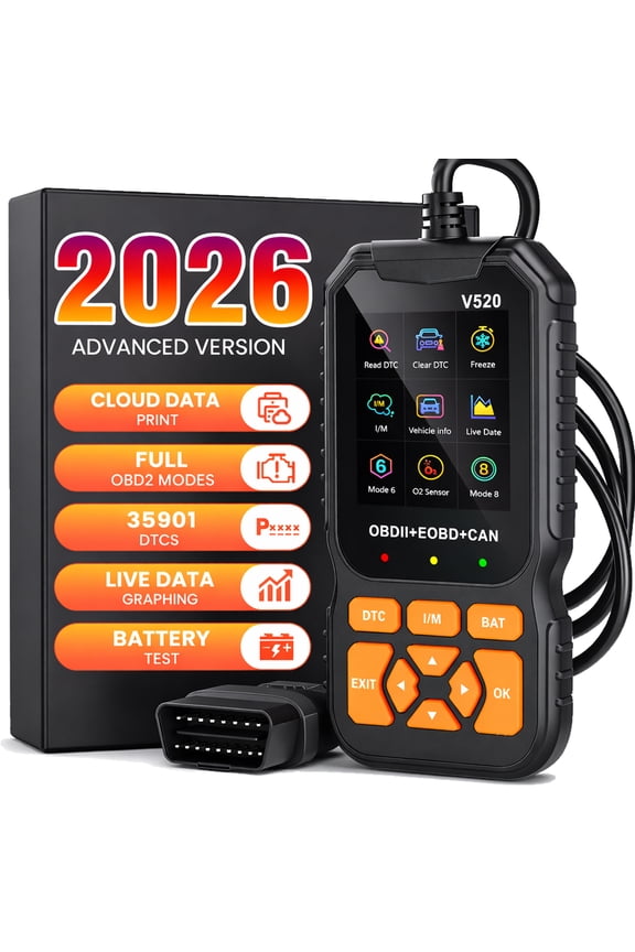 HOMPOW V520 OBD2 Scanner Bluetooth Car Code Reader, Check Engine Light Diagnostic Tool for All Cars Since 1996, Read & Clear Codes, Live Data, Battery Voltage Test, Plug & Play Auto Scanner