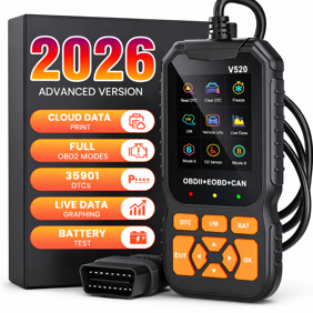HOMPOW V520 OBD2 Scanner Bluetooth Car Code Reader, Check Engine Light Diagnostic Tool for All Cars Since 1996, Read & Clear Codes, Live Data, Battery Voltage Test, Plug & Play Auto Scanner
