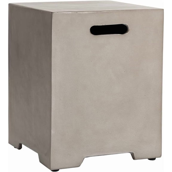 HOMPUS Propane Tank Cover Table 16 inch for Fire Table, 20lb Gallon Gas Tank Cover, Hideaway Concrete Grill Tank Table, MgO Tank Storage Box, Outdoor Side Table for Fire Pit, Patio, Natural Grey