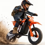 HOMRELEXA 24V Kids Electric Dirt Bike, 250W Battery Powered Ride on Motorcycle Toys, 3 Speed E Dirt Bike for Kids Age 6+, Max 15.5 MPH, Orange