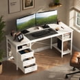 thumbnail image 1 of HOMRELEXA 55" Computer Desk, Home Office Desk with 3 Drawers and Storage Shelves, PC Table Desk for Bedroom, White, 1 of 9