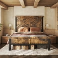 thumbnail image 1 of HOMRELEXA Farmhouse Bed Frame Full Size with 51" Tall Headboard and Footboard, Platform Bed Frame, No Box Spring Needed, Brown, 1 of 8