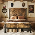 thumbnail image 1 of HOMRELEXA Farmhouse Bed Frame Twin Size with 51" Tall Headboard and Footboard, Platform Bed Frame, No Box Spring Needed, Brown, 1 of 7