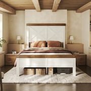 HOMRELEXA Farmhouse Bed Frame Twin Size with 51 Tall Headboard and Footboard, Platform Bed Frame, No Box Spring Needed, White