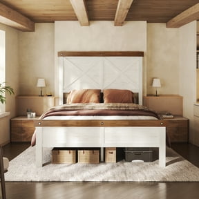 HOMRELEXA Farmhouse Bed Frame Twin Size with 51" Tall Headboard and Footboard, Platform Bed Frame, No Box Spring Needed, White