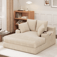 thumbnail image 1 of HOMREST 53 inch Oversized Chaise Lounge Chair Indoor,Boneless Couch Chair,Sleeper Sofa Bed,No Assembly Required Comfy Reading Chairs with 4 Pillows,Wide Armrest for Living room（Beige）, 1 of 9
