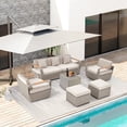 thumbnail image 1 of Homrest 6-Piece Rattan Outdoor Sectional Sofa Set with Coffee Table and Ottoman, Light Gray, 1 of 9