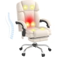 thumbnail image 1 of HOMREST 6-Point Massage Office Chair with Heat, Ergonomic Reclining Desk Chair with Footrest, Soft Chenille Fabric Executive Chairs for Home Office, Comfortable Computer Chair Gift for Women, Beige, 1 of 17