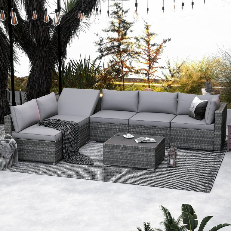 Grey corner patio set sale