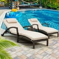 thumbnail image 1 of HOMREST Chaise Lounge Chairs Set of 2 for Outside, Adjustable 5 Position Outdoor PE Rattan Wicker Patio Pool Lounge Chair with Arm, Cushion, Pillow and Wheels for Poolside Backyard Deck Porch,Khaki, 1 of 7