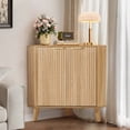 thumbnail image 1 of HOMREST Corner Cabinet with USB Ports and Outlets, 2-Tier Wooden Storage Shelf, Natural Wood Finish Organizer for Living Room, Bedroom, Study, Light Wood Tone, 1 of 7