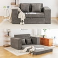 thumbnail image 1 of Vicluke Memory Foam Loveseat Sofa Couch, Convertible Sleeper Sofa Bed w/Corduroy Fabric, Side Pockets, Foldable Upholstered Compressed Sofa Bed for Living Room, Apartment No Assembly Required (Grey), 1 of 9