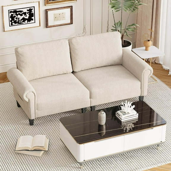 HOMREST Modular Sectional Sofa with Chaise, 60 Inch Loveseat Sectional Couches for Living Room, Convertible Sofa for Home Apartment Lounge, Modern Cloud Couch