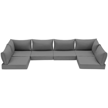 HOMREST Outdoor 24.5 in x 4 in Gray Sofa Cushions, 14-Count Water-Resistant Outdoor Seating Cushions(Gray)