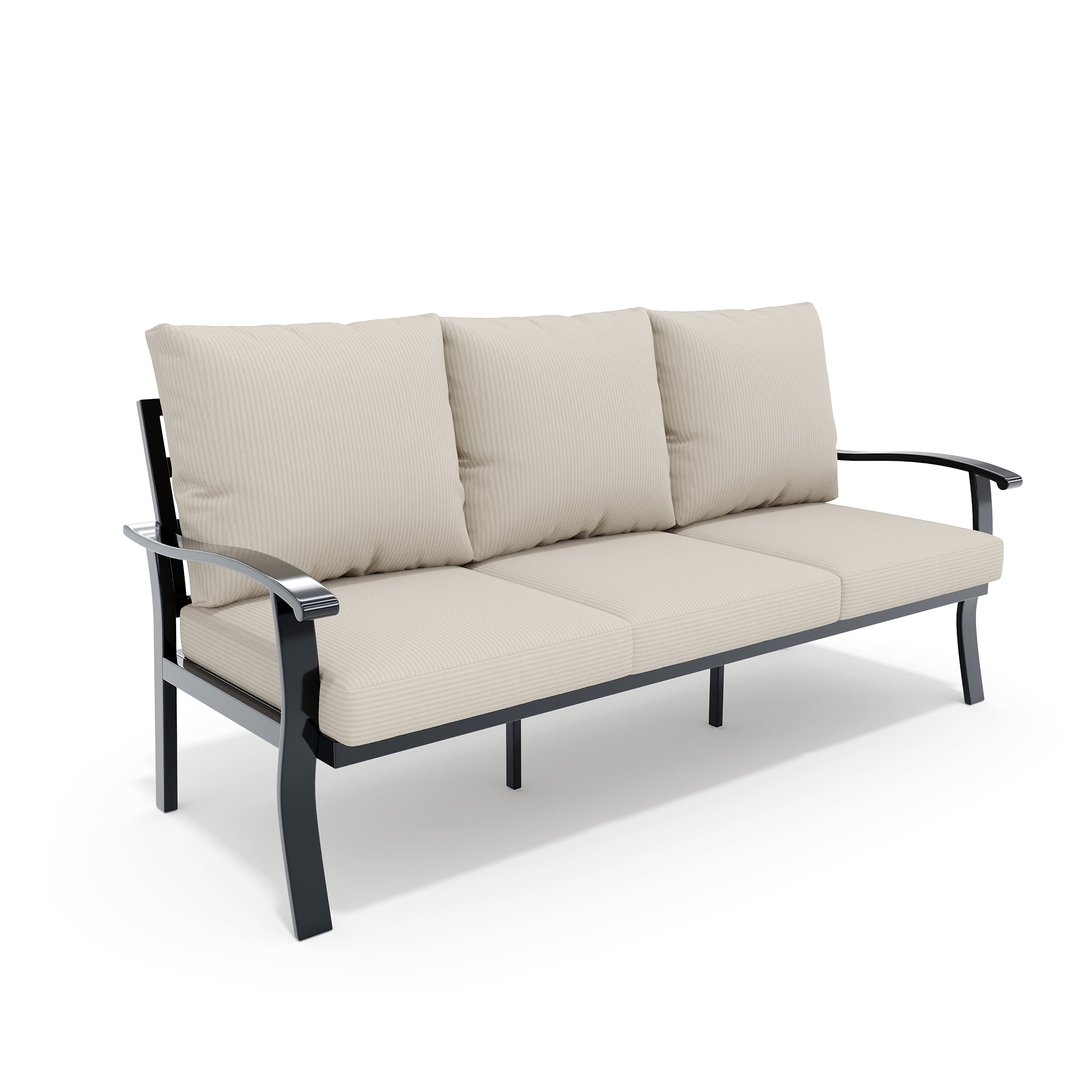 HOMREST Outdoor Couch Aluminum Patio Furniture Sofa, 3-Seat All-Weather Metal Outdoor Patio Furniture with Cushions, Beige